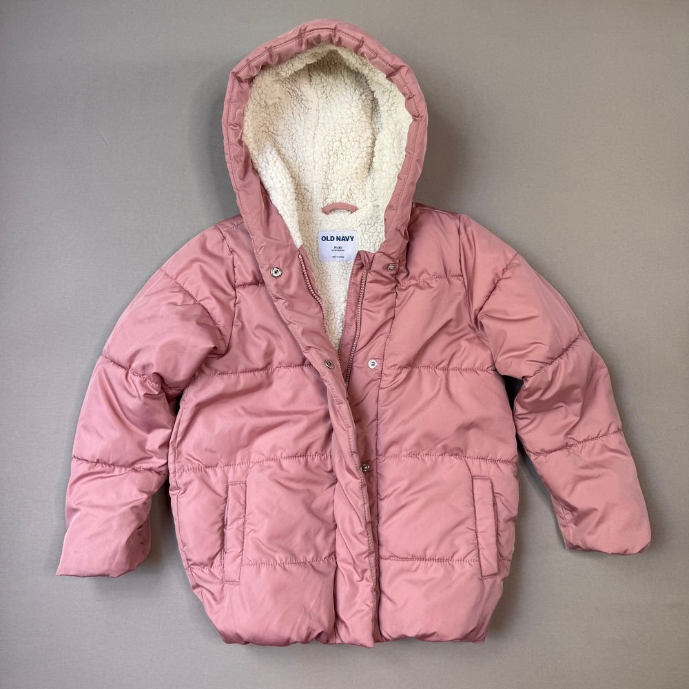 Old Navy Girls Pink Frost-Free Water-Resistant Sherpa Lined Puffer Jacket M 8